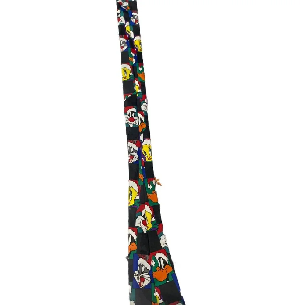Looney Tunes Christmas Tie VINTAGE Necktie Daffy Bugs Sylvester Tweety 90s Santa